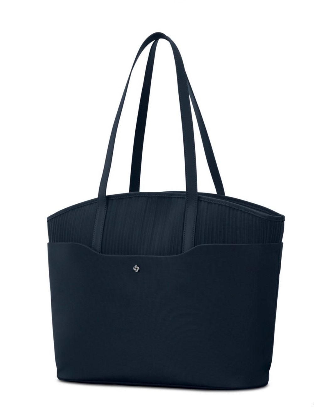 NWT Samsonite Silhouette 18 Navy Blue Structured Tote with Slim Straps